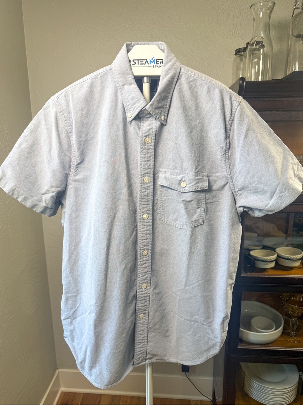 Abercrombie & Fitch Blue Oxford Denim Short Sleeve Button Down Shirt Size XXL